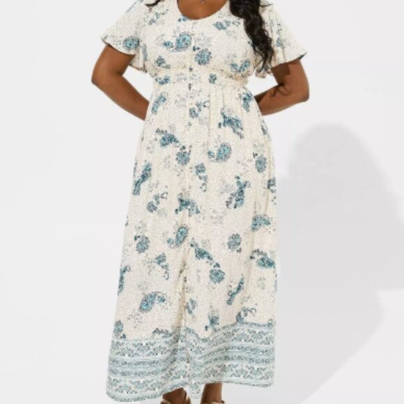 torrid Dresses & Skirts - Torrid Maxi Wash Challis Button Front Aline Dress